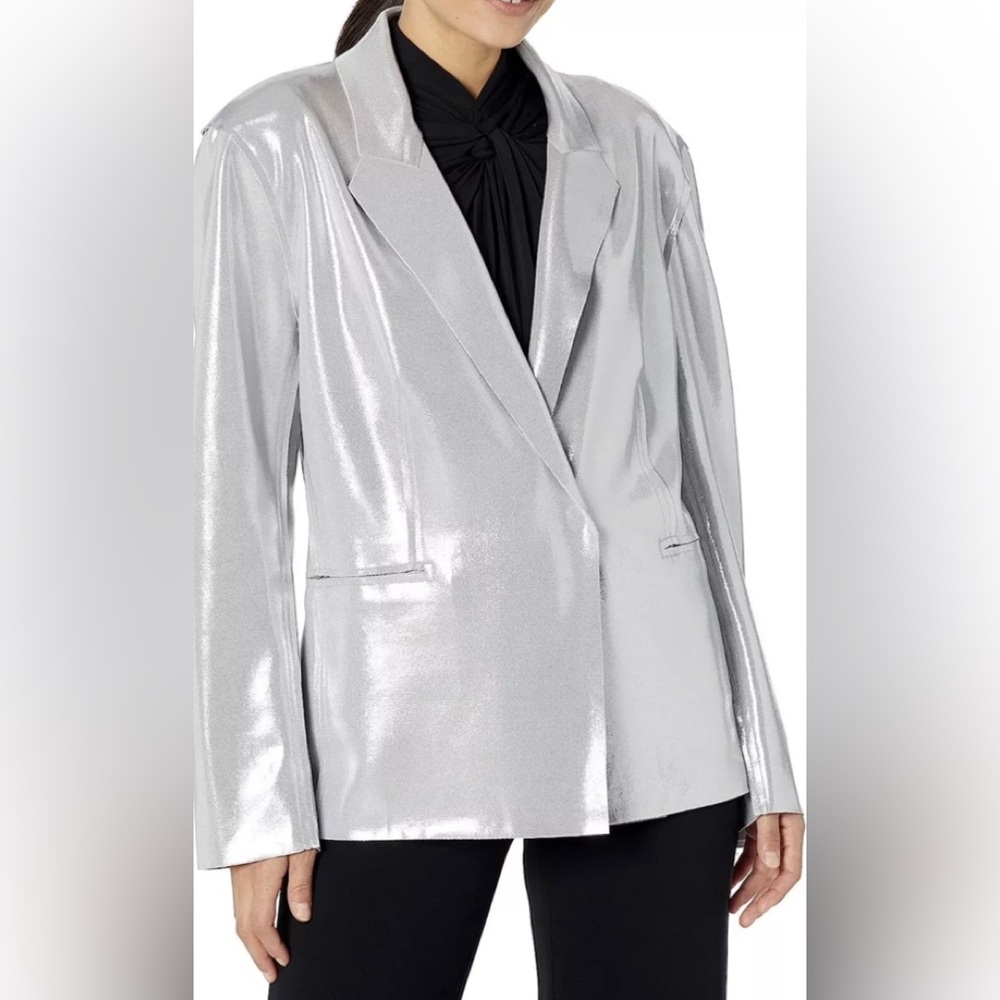 Norma Kamali strength medium silver jacket New